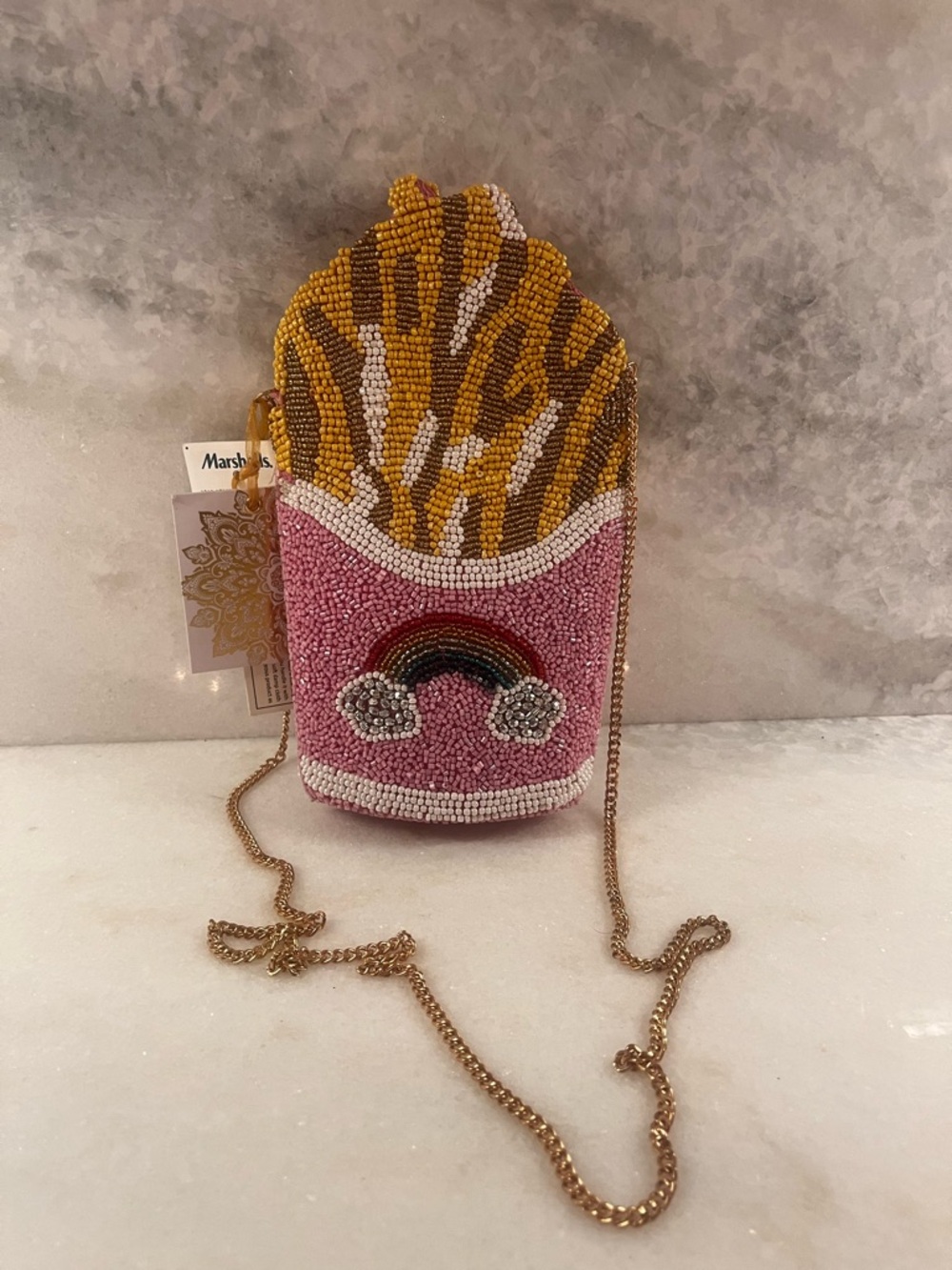 FRENCH FRIES AND RAINBOWS BEADED BAG! BNWT- Viral and rare find